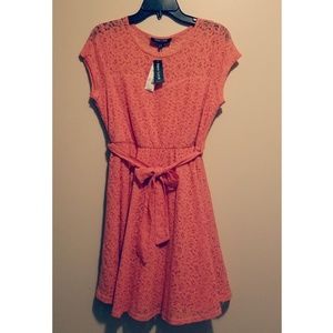 Coral "Touch of Lace" Dress by New Look